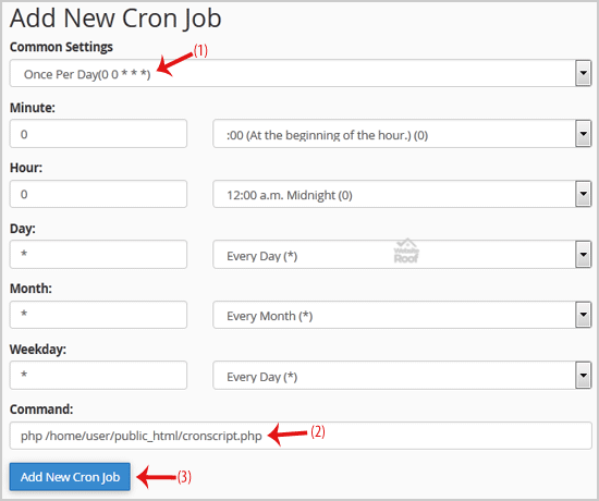 create Cron job via cPanel-websiteroof