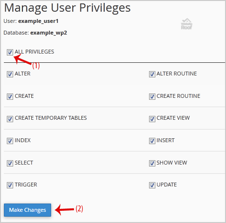 add a user to a database and add privileges-websiteroof