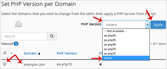 Reset the PHP Version to the Default Version-websiteroof