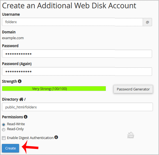 Create an Additional Web Disk Account in cPanel-websiteroof