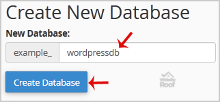 create a database in cPanel-websiteroof