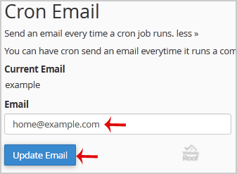 Update a Cron job E-mail Address-websiteroof