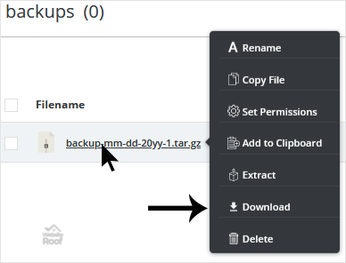generate and download a full backup-websiteroof