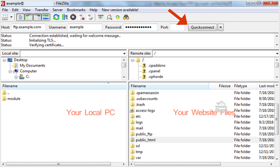 FileZilla FTP-websiteroof