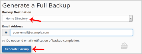 download a full backup of cPanel Account-websiteroof