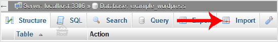 import database via phpMyAdmin in cPanel-websiteroof