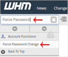 change password in WHM