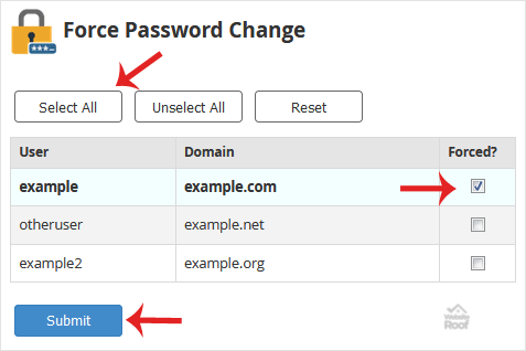 force password change cpanel