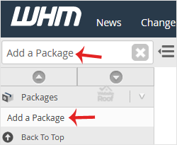 package in WHM