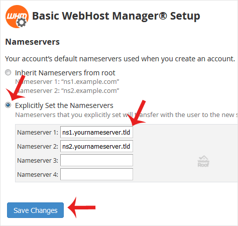 Custom/Private Nameserver in WHM