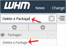 package in WHM