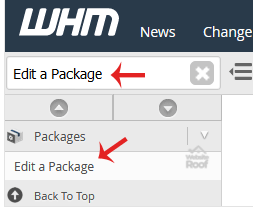 hosting package in WHM