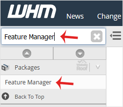 How to Disable features that cannot be overridden by another feature list from WHM Root?